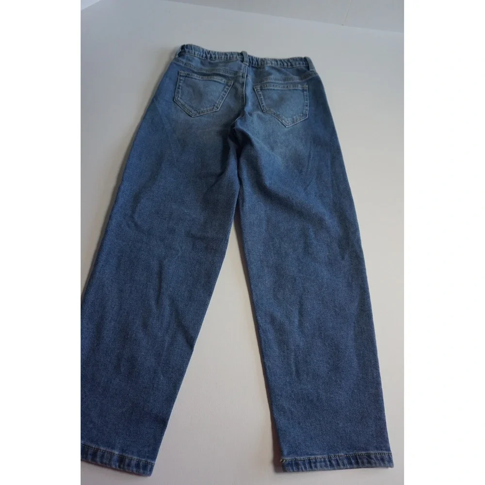 SO Girls Embroidered Heart Daisy Floral Straight Leg Denim Jeans Blue Size 10